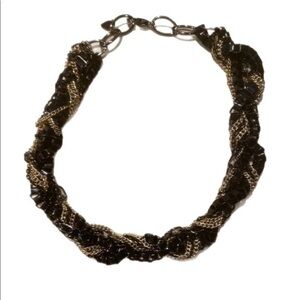 Luxurious Braided Black and gold Bead Choker Necklace